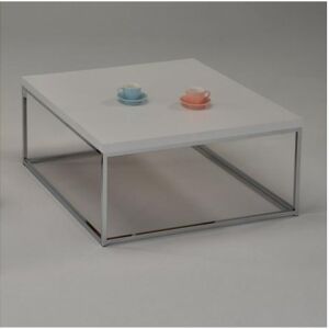 Konferenční stolek NATANEL, bílá / extra lesk HG, chrom