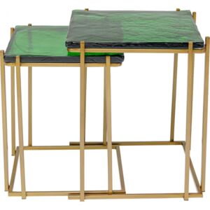 KARE DESIGN Odkládací stolek Lagoon - zlato-zelený, set 2 ks