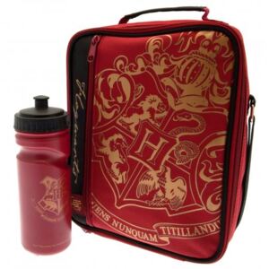 Box na svačinu s láheví na pití Harry Potter: Erb Bradavic - Hogwarts (27 x 21 x 9 cm|láhev 17 x 6 cm) červený polyester