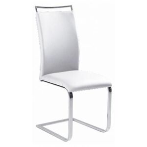 Jídelní židle BARNA, ekokůže bílá / chrom