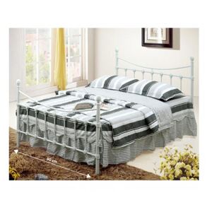 Kovová postel s lamelovým roštem NIEVES, bílá, 90x200cm