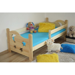 Dětská postel STAR + rošt ZDARMA, s úložným prostorem, borovice-lak, 70x160 cm