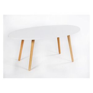 Konferenční stolek, bílá/natural, BAZZY 1