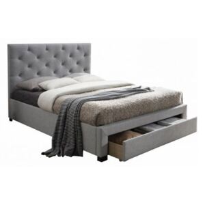 Moderní postel s úložným prostorem SANTOLA, šedá látka, 180x200cm
