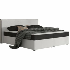 Komfortní postel NOVARA KOMFORT, černá látka / bílá ekokůže, 160x200 cm