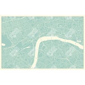 Magnetická mapa Londýna, vintage, bílo-modrá (samolepící feretická fólie) 103 x 66 cm
