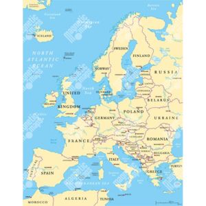 Magnetická mapa Evropy, politická, béžová (samolepící feretická fólie) 66 x 85 cm