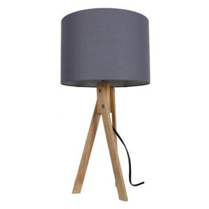 Moderní stolní lampa LILA Typ 2, šedá / přírodní dřevo