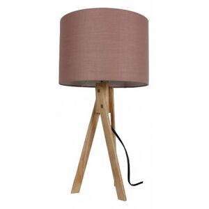 Moderní stolní lampa LILA Typ 3, taupe hnědá / přírodní dřevo