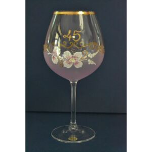Výroční pohár na 45. narozeniny - NA VÍNO - růžový (v. 23 cm)