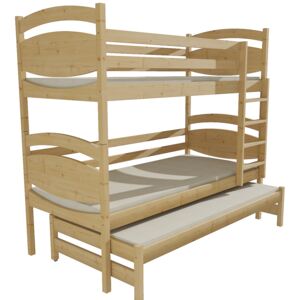 Patrová postel s výsuvnou přistýlkou PPV 003 80 x 180 cm moření dub bez úložných prostor 80 cm