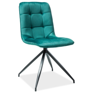Jídelní židle v zelené barvě na černé kovové konstrukci KN898