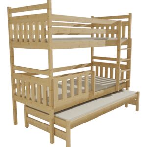 Patrová postel s výsuvnou přistýlkou PPV 004 90 x 200 cm surové dřevo bez úložných prostor 80 cm