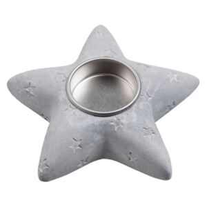 Šedá cementová hvězda na čajovou svíčku - 13*13*4 cm
