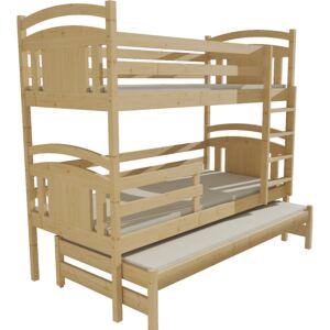 Patrová postel s výsuvnou přistýlkou PPV 006 90 x 200 cm bezbarvý lak bez úložných prostor 80 cm