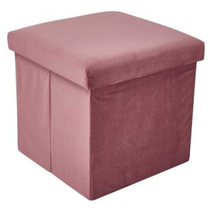 BOXSPRING Skládací sametová stolička s úložným prostorem - sv. růžová