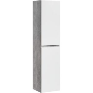 Vysoká závěsná skříňka - ATELIER 800, beton/lesklá bílá