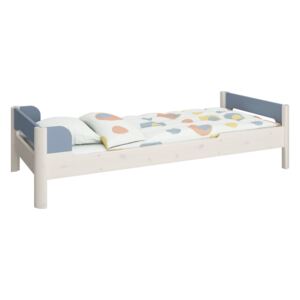 Dětská postel Eveline 90x200cm - bílý masiv/modrá