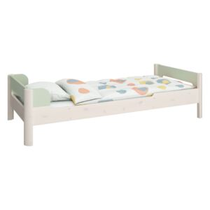 Dětská postel Eveline 90x200cm - bílý masiv/zelená