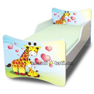 Dětská postel se zábranou Žirafky - 180x90 cm