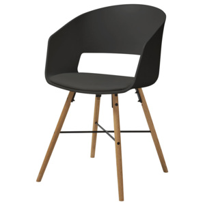 Jídelní plastová židle v černé barvě s měkkým sedákem s dřevěnou podnoží SET 2 ks DO166