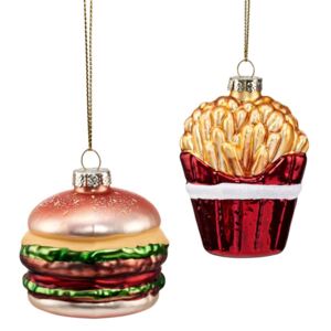 HANG ON Vánonční ozdoba burger a hranolky