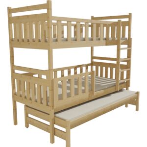 Patrová postel s výsuvnou přistýlkou PPV 008 80 x 180 cm bezbarvý lak bez úložných prostor 80 cm
