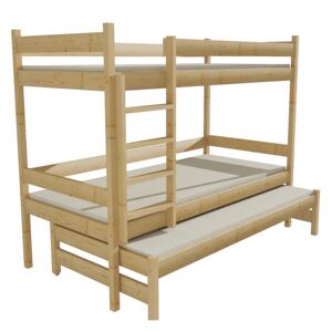 Patrová postel s výsuvnou přistýlkou PPV 013 80 x 180 cm moření dub bez úložných prostor 80 cm