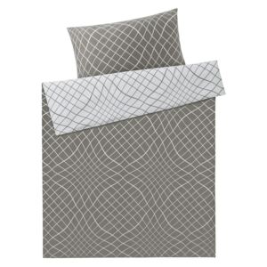 MERADISO® Flanelové ložní prádlo, 140 x 200 cm (vzor/šedá/bílá)