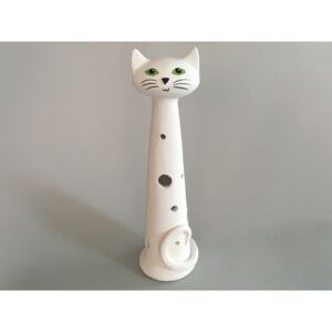 Keramika Andreas® Kočka Ágnes - velká na svíčku - Bílá
