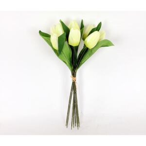 Puget tulipánů, 9 hlaviček, umělá květina, barva zeleno-bílá NL0037GRN
