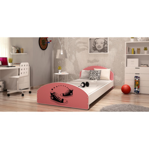 Moderní dětská postel JESUS, 200x90, růžový/ VZOR 03