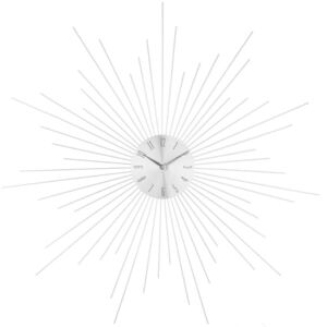 Kulaté hodiny, nástěnné hodiny, stříbrné hodiny SUN, barva stříbrná - Ø 50 cm