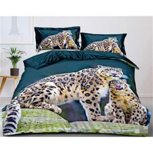 Bavlissimo 2-dílné povlečení leopardi 3D zelená 140x200 na jednu postel