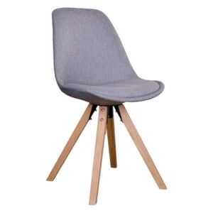 Nordic Jídelní židle BERGEN, světle šedá textilie / přírodní podnož