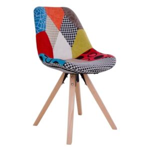 Nordic Jídelní židle SANVIK, patchwork / přírodní podnož