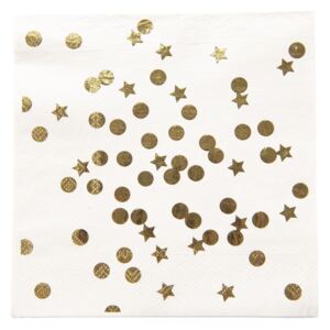 Papírové ubrousky zlaté puntíky a hvězdičky - 33*33 cm (20)