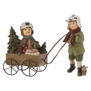 Dekorace děti s vozíkem a psíkem - 25*8*16cm