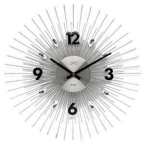JVD Designové kovové stříbrné nástěnné hodiny JVD HT114.1 (kovové paprskovité hodiny o průměru 45cm)