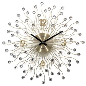 JVD Designové kovové zlacené skleněné hodiny JVD HT116.2 (kovové paprskovité hodiny o průměru 49cm)