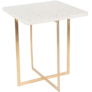 Bílý terrazzo odkládací stolek ZUIVER LUIGI SQUARE 40 x 40 cm