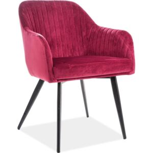Casarredo Jídelní čalouněná židle ELINA velvet červená bordó/černá