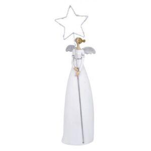 Anděl s LED hvězdou, bílá, 48 cm EGO-711650