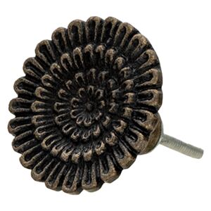 Sada 4ks kovová hnědá úchytka ve tvaru květiny Jeanine - Ø 5*3 cm