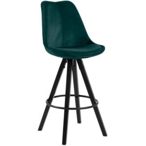 SCANDI Lahvově zelená sametová barová židle Damian 76,5 cm