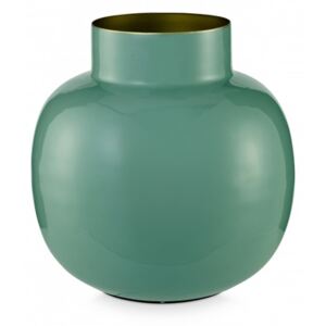 Kovová váza kulatá, zelená, 25 cm