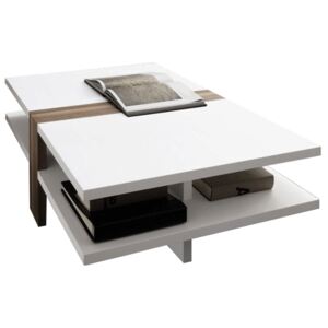 Konferenční stolek Tempo Kondela, bílá extra vysoký lesk HG/švestka, NAVIN