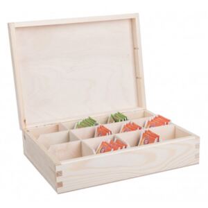 Dřevěná krabička na čaj (12 přihrádek) KR020