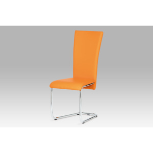 Jídelní židle chrom a potah oranžová ekokůže DCL-173 ORA