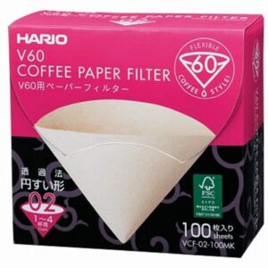 Hario papírový filtr nebělený V60-02 100 ks
